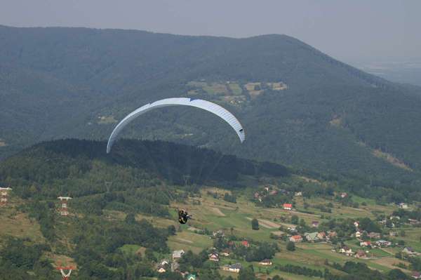 błękitna   paralotnia lot z góry Żar